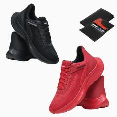 Kit 2 Tênis Masculino Esporte Academia Corrida Leve Uso no Dia a Dia + Carteira-Masculino