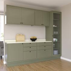 Cozinha Compacta 5 Peças 6 Portas 6 Gavetas Sevilha Verde/Cinza
