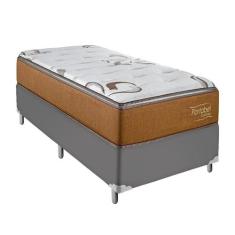 Cama Box Solteiro Cinza e Colchão Toronto de Molas Ensacadas - Portobe