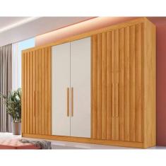 Guarda Roupa 6 Portas Potente c/ 6 Gavetas e c/ 4 Ripadas Peroba/Off White - Europa
