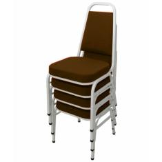 Kit com 4 Cadeiras Empilháveis Linha Hotel Plus Marrom