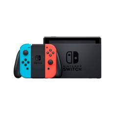 Nintendo, Console, Nintendo Switch, Nacional, V2, Portátil e Doméstico, Bateria de até 9 Horas, Inclui Joy-Con com Suporte e Alças, 1 ano de Garantia, Azul Neon e Vermelho Neon