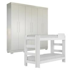Quarto Infantil/juvenil com Beliche 100% Mdf Flórida e Guarda Roupa 6 