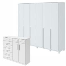 Conjunto de Guarda-roupa 6 Portas com Pés Imperatore com Cômoda Toront