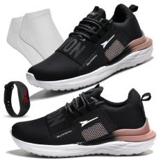 Tenis Feminino Academia Original Caminhada Barato R1406 - Preto/Nude +