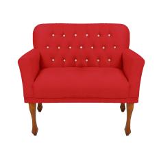 Namoradeira Estofada Decorativa Botões de Strass Para Recepção Anitta Suede Vermelho LM DECOR