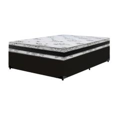 Cama Base Box Casal Super Confort Suede Preto + Colchão Casal Super Confort D33 24x138x188