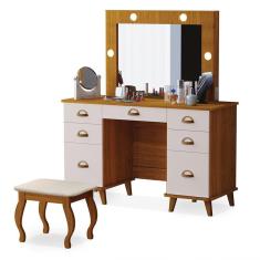 Penteadeira Camarim New Seul com Banqueta Almofadada - Móveis Luapa