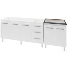 Balcao Pia 160cm E Cooktop 4 Bocas Branco Mobbs Branco