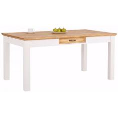 Mesa de Jantar em Madeira com Toque Acetinado Coleção England Branco /natural