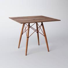 Mesa Eiffel Wood Cobre Tampo De Madeira Quadrada 90 Cm Amêndoa Asturias - Cor: Marrom