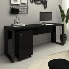 Mesa Escrivaninha Industrial 1,90m com Gaveteiro e Pés Metal - F5 Offi