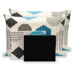 Lençol Queen 180 Fios 04 Peças Kit Jogo De Cama c/ Elástico em Volta P