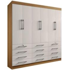 Guarda Roupa Casal 6 Portas 12 Gavetas - Mônaco-Cinamomo/Off White - M