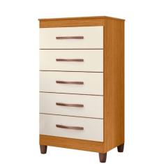 Cômoda 5 gavetas Esmeralda Cinamomo/Off White Moveis Albatroz