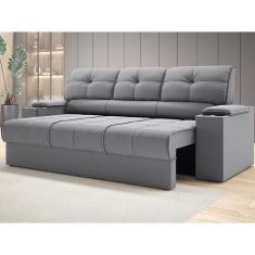 Sofá com Porta Copos Retrátil e Reclinável Tom 2,05m Velosuede - netsofas