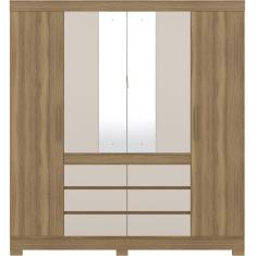 Guarda Roupa Casal 04 Portas Com Espelho 66510 Amendola Off White Demobile