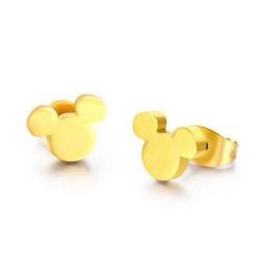 Brinco Mickey Super Delicado Folheado A Ouro 18K