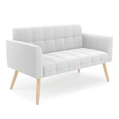 Sofá Namoradeira 2 Lugares Pé Palito Natural Elisa Bouclê Off Wte D03 