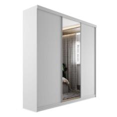 Guarda-roupa Solteiro 100% Mdf Bp com 3 Portas e 1 Espelho Geneve - RR