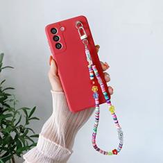 Cadeia de contas com pingente de carta para Samsung Galaxy A51 A52 A71 A50 A72 A42 A32 A22 5G A12 A31 A30S A20 S21 Ultra S20 FE S10 Plus, vermelho, para A02 (versão da UE)