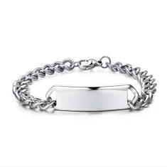 Pulseira Bracelete Masculino Placa Aço Cirúrgico 316l