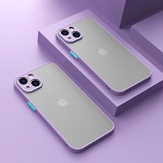 Capa de telefone fosca de luxo à prova de choque para iPhone 14 13 Pro Max 12 11 Pro Max XS Max XR X 8 7 Plus Capa protetora de silicone transparente, roxa, para iPhone 14 Pro