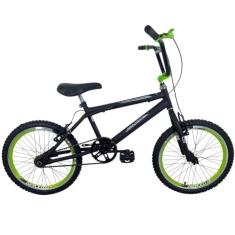 Bicicleta Infantil Cross Freestyle Aro 20 Masculina Preto/Verde Neon