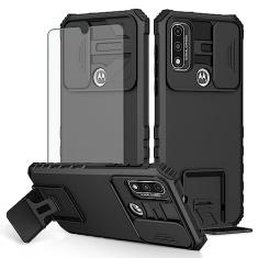 Asuwish Capa de telefone para Motorola Moto G Pure 2021 com protetor de tela de vidro temperado e capa de câmera deslizante com suporte para celular protetora fina MotoGPure MotoG GPure XT2163DL 6,5