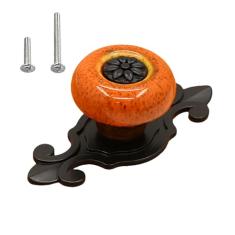 HUAMULAN Pacote com 10 puxadores de cerâmica retrô, cômoda vintage leopardo com pétalas de cozinha puxadores de armário placa traseira de liga de zinco puxadores de porta de gaveta de armário