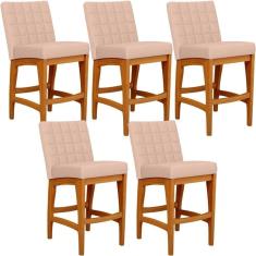 Kit 05 Banquetas Baixa Cozinha Bancada Sala Jantar L02 Rosê