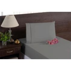 Jogo De Cama Solteiro 100% Algodão Cinza 2 Peças Percal - Beatriz Enxo