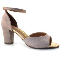 Sandália Feminina Vizzano Glitter Salto Blocado, Rosê, 37