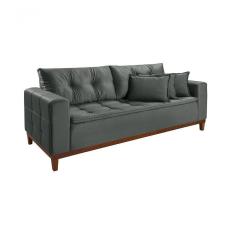 Sofá Atenas 2,00m 3 Lugares Império Estofados Veludo Grafite 163