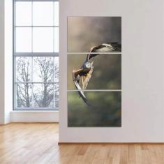 Quadro Decorativo Sala Corredor Águia Vertical Jogo 3 Peças