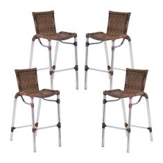 Kit 4 Banquetas Fortaleza Em Alumínio Alta Edícula Cozinha E Balcao Argila