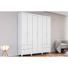 Guarda Roupa Solteiro 6 Portas e 4 Gavetas Canadá Branco - Conquista