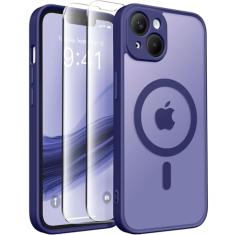 CAPRARO Capa magnética para iPhone 14, [compatível com MagSafe] [proteção total da câmera] [proteção contra quedas de 3,5 metros] Capa protetora fina translúcida fosca à prova de choque para iPhone