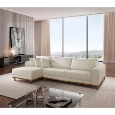 Sofá Cronos 03 Metros Chaise Lado Esquerdo Meu Sofá Online A302 Linho Branco