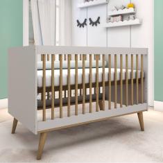 Berço Americano 3 Em 1 Retrô Lígia Off White Com Bétula Carolina Baby