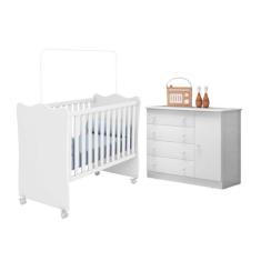Quarto De Bebê Completo Doce Sonho Branco Com Rodízios Qmovi