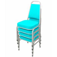 Kit com 4 Cadeiras Empilháveis Linha Hotel Plus Verde