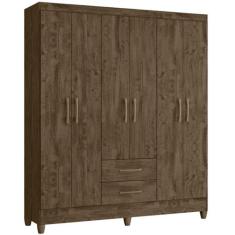 Guarda Roupa 6 Portas 9533 Castanho Wood Moval, Castanho Wood