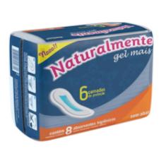 Absorvente Sem Abas Naturalmente Gel Mais Leve 8 Pague 7