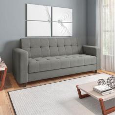 Sofá 03 Lugares Arezzo Suede Grafite Pés Chanfrado Tabaco D01 - D'Ross