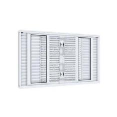 Janela Veneziana de Correr Central Flex 6 Folhas com Grade Mosaico Fac