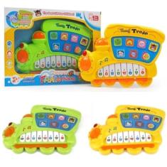 KIT 2 Brinquedo Musical Bebe TRENZINHO infantil kids com luz e som animais telefone piano BANDINHA APRENDIZADO didático educativo interativo IMAGINAÇÃO PARA CRIANÇAS 26cm