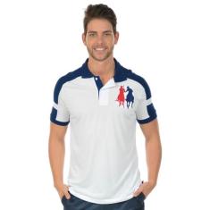 Camisa polo perfeita fenomenal(sem elasticidade), Branco c, Marinho, G