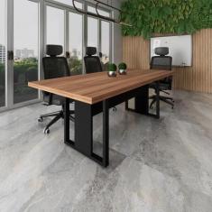 Mesa de Escritório Reunião 2,00m Pé Metal Quadro F5 Office - F5 Office