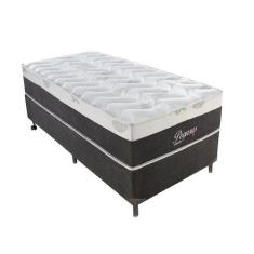 Cama Box Solteiro Pegasus com Colchão Solteiro Molas Ensacadas Cinza e